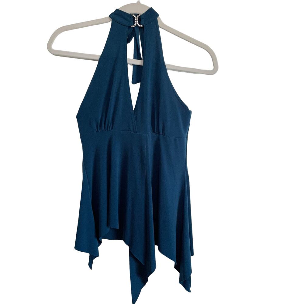 Teal Y2K Halter Top